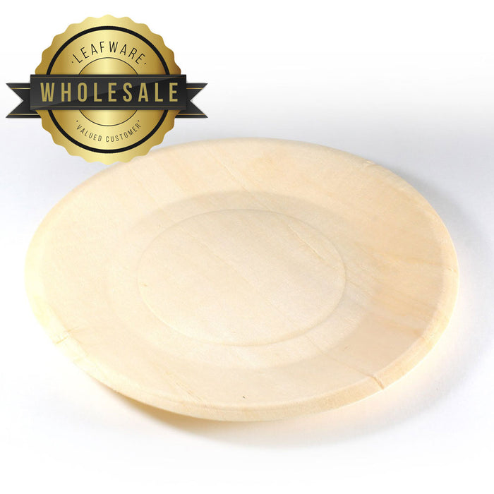 WHOLESALE - 6" Round Poplar Wood Plate  (200 count/case) SKU: LW6RCB
