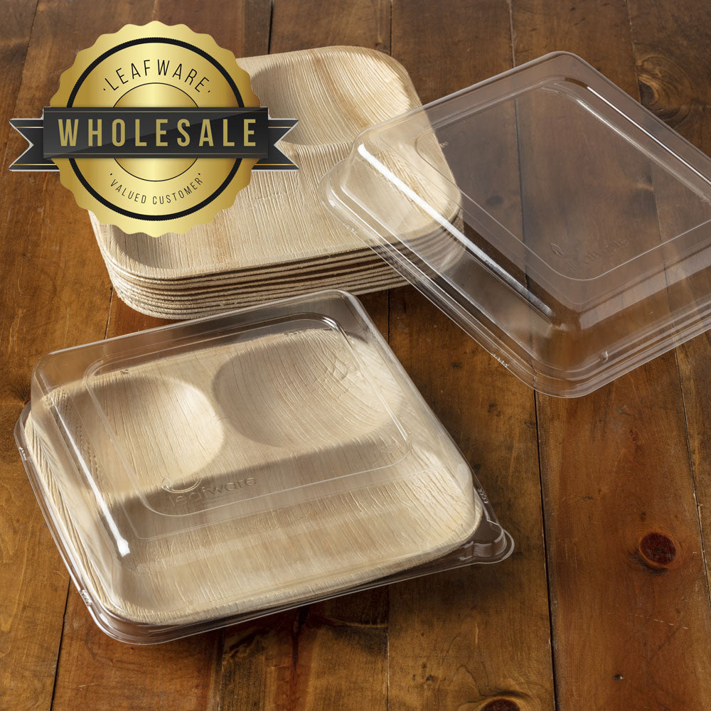 WHOLESALE Leafware 9" GrabNGo Compartment Container, base+lid (50